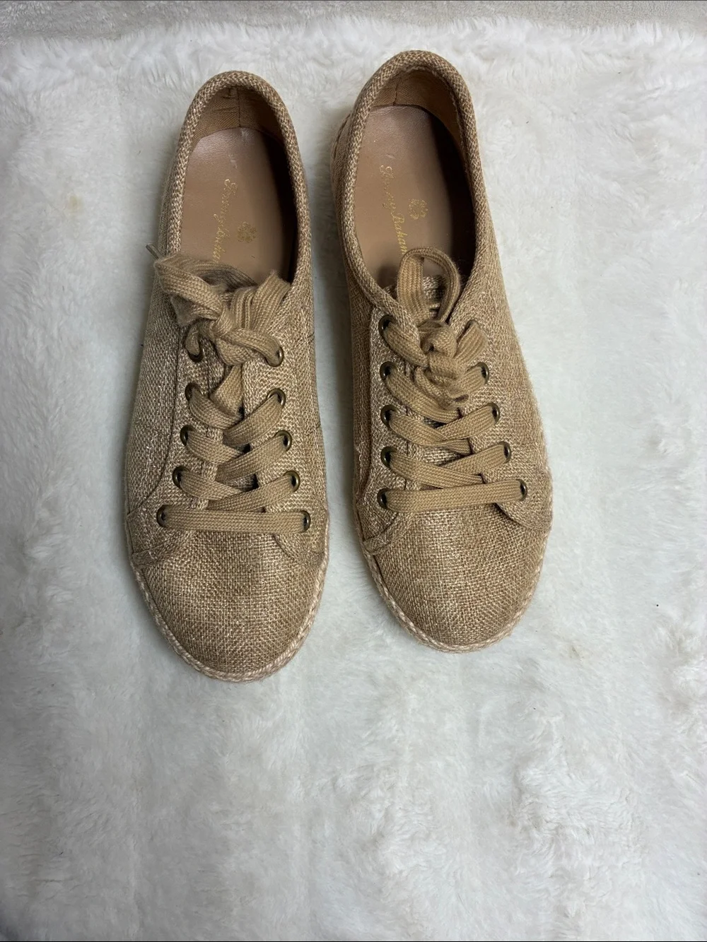 Tommy Bahama Tan Espadrille Lace-Up Sneakers